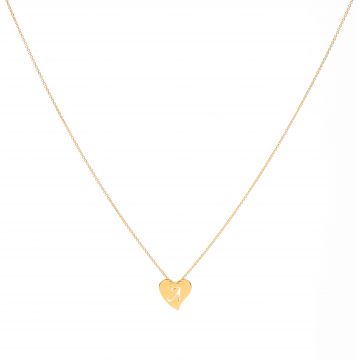 Collana MyWorld in oro 9kt con cuore pendente e iniziale incisa