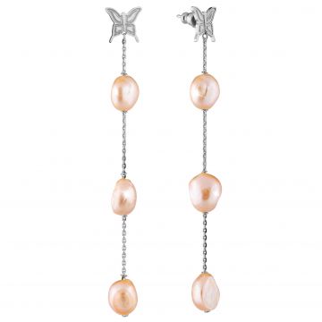 Orecchini Butterfly in argento con perle naturali pendenti