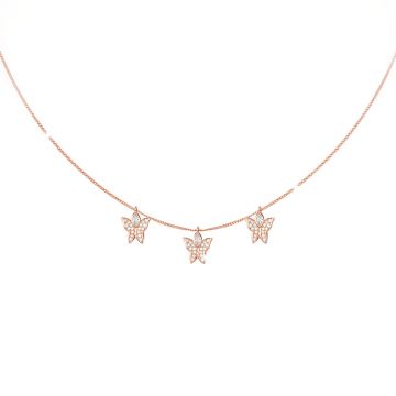 Collana Diana con tre pendenti a farfalla in cristalli