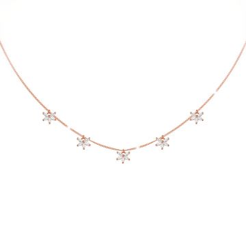 Collana Diana con cinque piccoli pendenti a fiore in cristalli