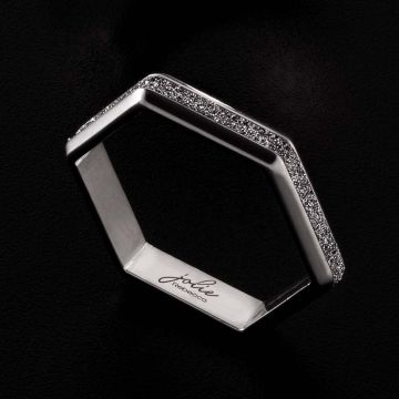 Anello Jolie geometrico in argento e polvere di diamanti