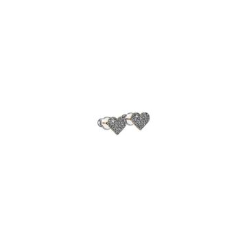 Orecchini Jolie copriforo in argento con cuore rivestito di polvere di diamanti
