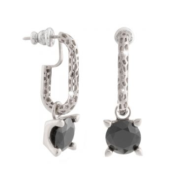 Orecchini Jolie a catena in argento con pietra nera pendente