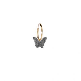 Orecchini Jolie a cerchio in oro con pendente a farfalla rivestita di polvere di diamanti