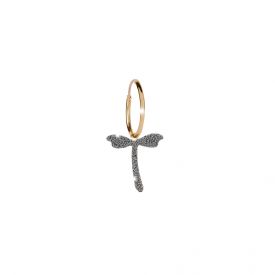 Orecchini Jolie a cerchio in oro con pendente a libellula rivestita di polvere di diamanti