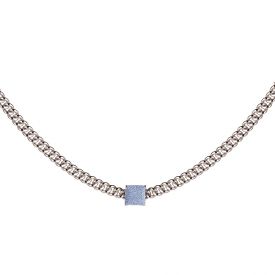 Collana Jolie in argento con quadrato grande con microdiamanti