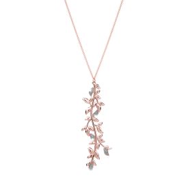 Collana Jolie in argento con pendente di foglie di ulivo rivestite in polvere di diamanti