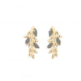 Orecchini Jolie in argento con foglie di ulivo rivestite di polvere di diamanti